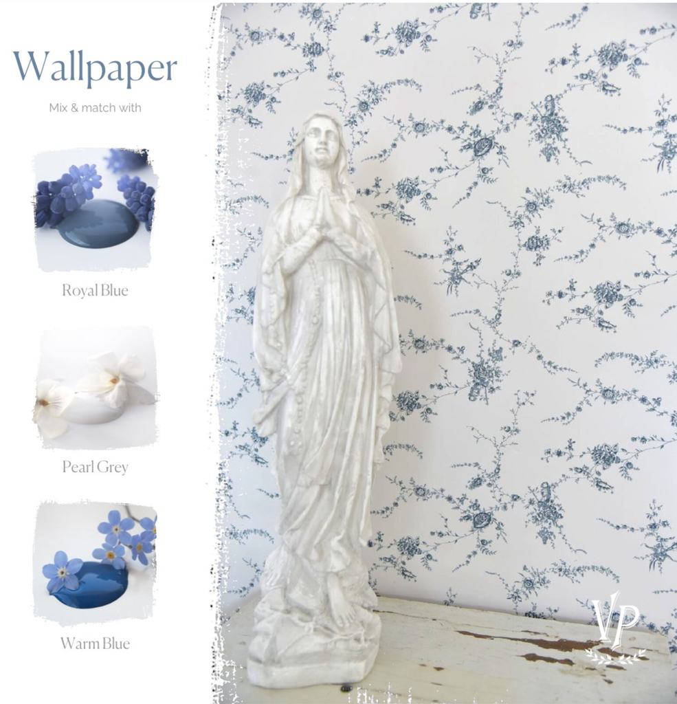 Wallpaper / wall paper - Blomster ranke - Ocean blue