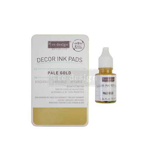 Décor Ink Pad - Pale Gold - 1 magnetic case + dry ink pad + 10ml ink bottle