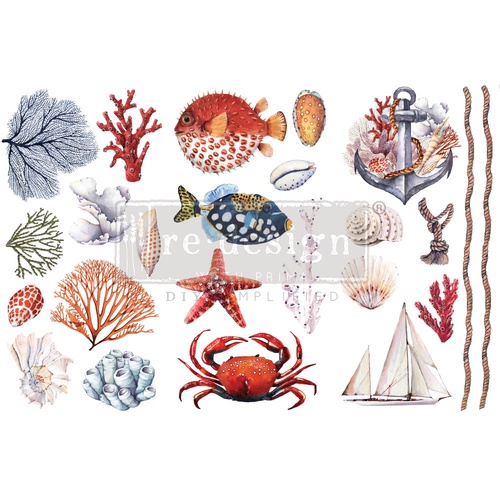 Décor Transfers® - Amazing Sea Life - 3 sheets, 15,24 cm x 30,48 cm