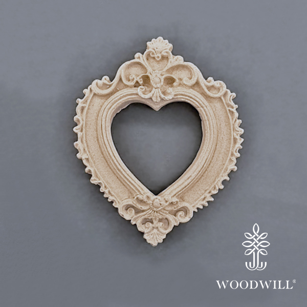 Wood Carved Decorative Heart Frame 6cm x 5cm