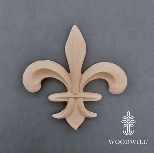 Wood Carved Decorative French Lily 10.5cm. X 10.5cm