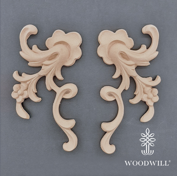 Wood Carved Decorative Set of 2 Pieces 16.2cm. X 8.2cm
