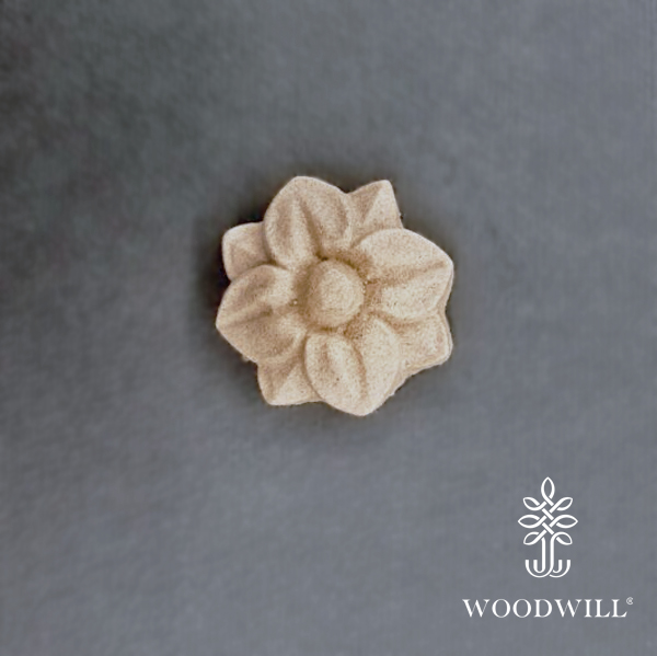 Wood Carved Decorative Flower Rosette 3.8cm