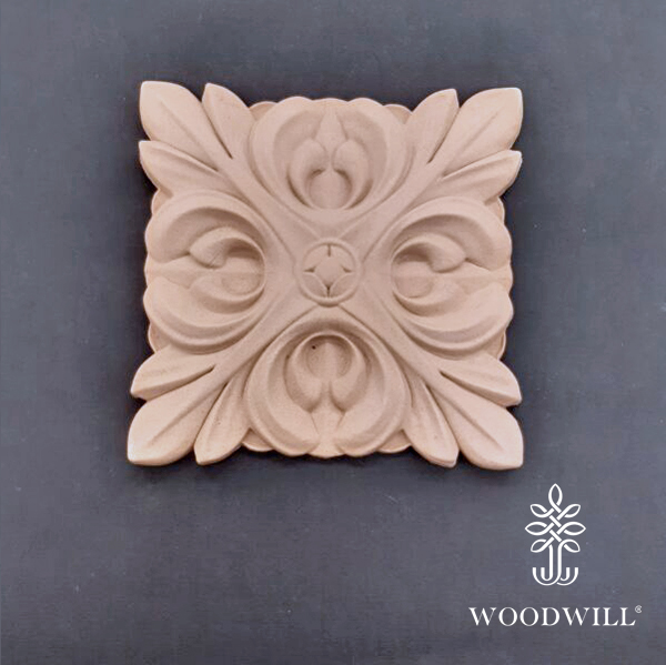Wood Carved Decorative Tile 16.6cm x 16.6cm