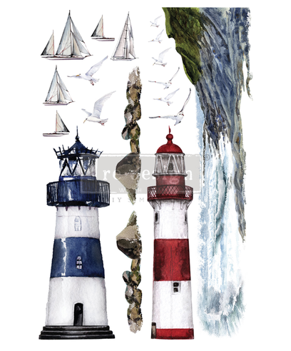 Redesign Décor Transfers® - Lighthouse - size 60,96 cm x 88,90 cm, cut into 2 sheets