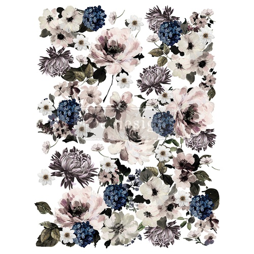 Redesign Décor Transfers® - Dark Floral - Total sheet size 60,96 cm x 88,90 cm, cut into 3 sheets