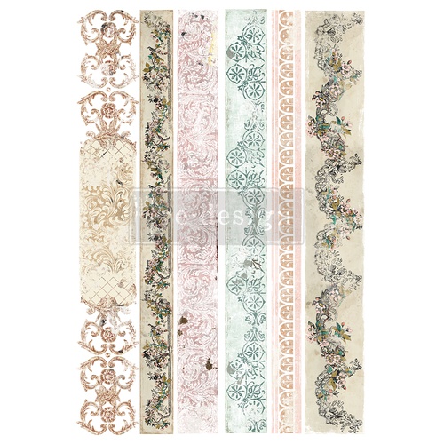 Redesign Décor Transfers® - Distressed Borders II - Total sheet size 60,96 cm x 88,90 cm, cut into 3 sheets
