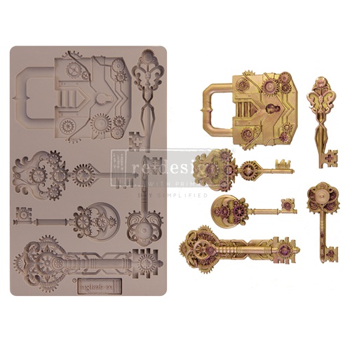Redesign Décor Moulds® - Mechanical Lock &amp; Keys - 1 pc, 12,7 cm x 20,32 cm, 8 mm thickness