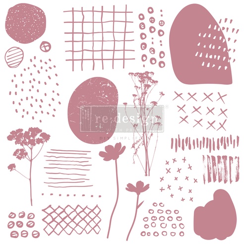 Redesign Décor Stamp - Abstract Scribbles - 30,48 cm x 30,48 cm (19 pcs)