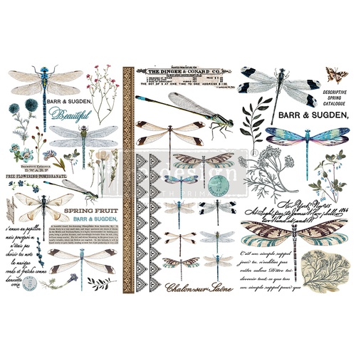 Redesign Décor Transfers® - Spring Dragonfly - 3 sheets, 15,24 cm x 30,48 cm