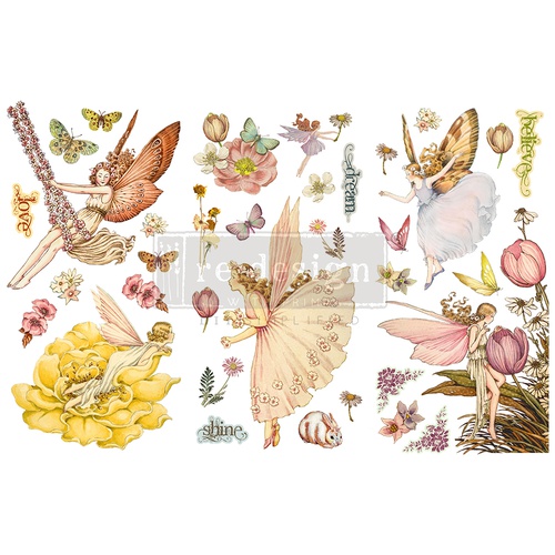 Redesign Décor Transfers® - Fairy Flowers - 3 sheets, 15,24 cm x 30,48 cm