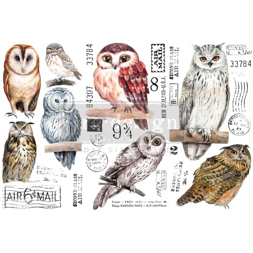 Décor Transfers® - Owl - 3 sheets, 15,25 cm x 30,50 cm