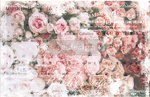 [655350649401] Redesign decoupage decor tissue paper angelic rose garden 19x30 2 sheets