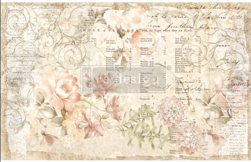 [655350647469] Redesign decoupage decor tissue paper floral parchment 19x30 2 sheets