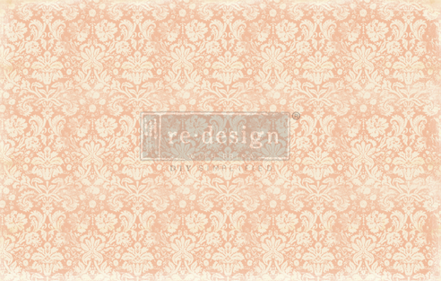 [655350649098] Redesign decoupage decor tissue paper peach damask 19x30 2 sheets