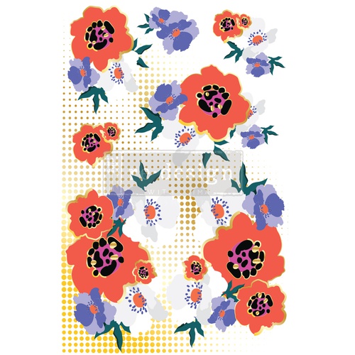 [655350652272] Redesign Décor Transfers® - CECE Modernist Floral - Total sheet size 60,96 cm x 88,90 cm, cut into 2 sheets 