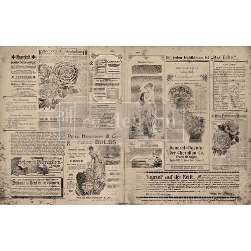 [655350654993] Découpage Décor Tissue Paper - Newsprint - 1 sheet, 48,25 cm x 76,20 cm