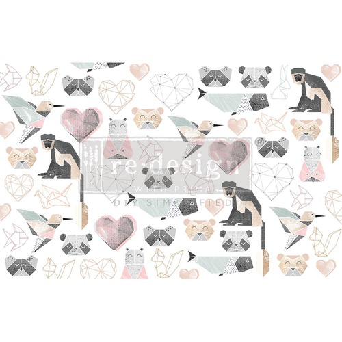 [655350655723] Découpage Décor Tissue Paper - Origami Love - 1 sheet, 48,25 cm x 76,20 cm