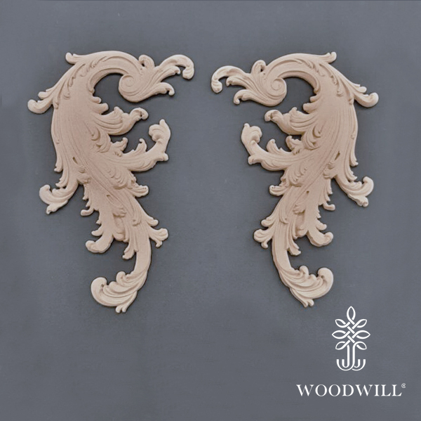 [802078] Wood Carving Decorative Set of 2 Pieces 10 cm x 17 cm