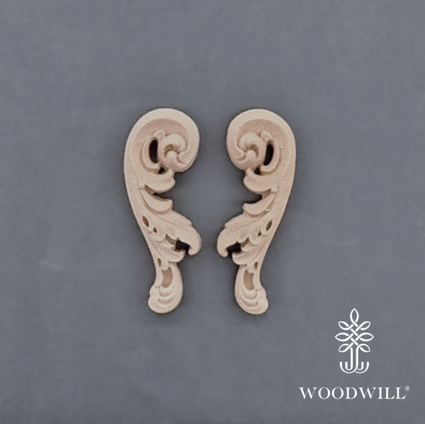 [802743] Wood Carving Decorative Set of 2 Pieces 2 cm x 6 cm