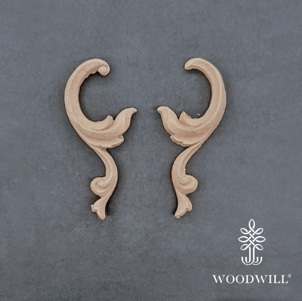 [800370] Wood Carving Decorative Set of 2 pieces 11cm. x 4cm