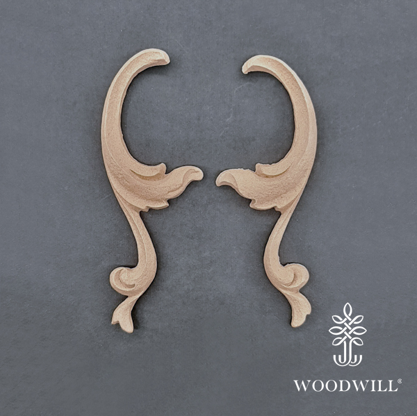 [800372] Wood Carving Decorative Set of 2 pieces 7.5cm x 3 cm