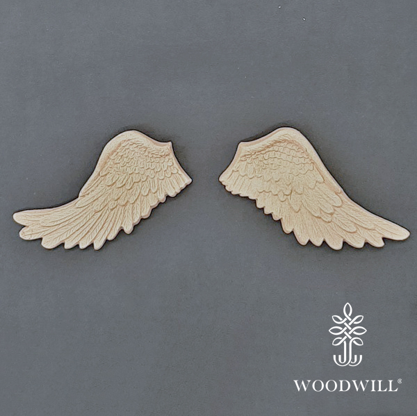[801206] Wood Carved Feathered Wings 12cm. X 6cm