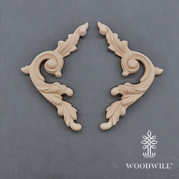 [801318] Wood Carving Decorative set of 2 Pieces 11cm. x 11.2cm