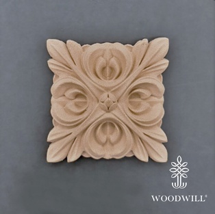 Wood Carving Decorative Tile 9.5cm. X 9.5cm