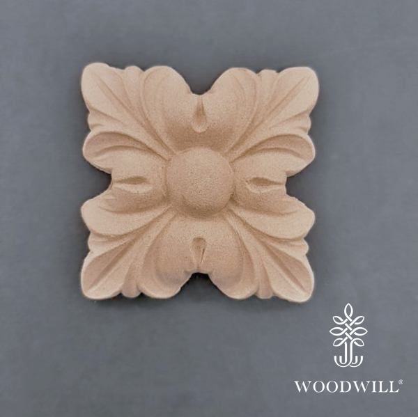 [801359] Wood Carved Decorative Flower 7.5cm. X 7.5cm