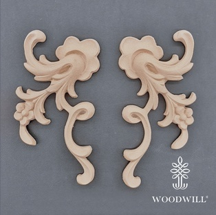 Wood Carved Decorative Set of 2 Pieces 16.2cm. X 8.2cm