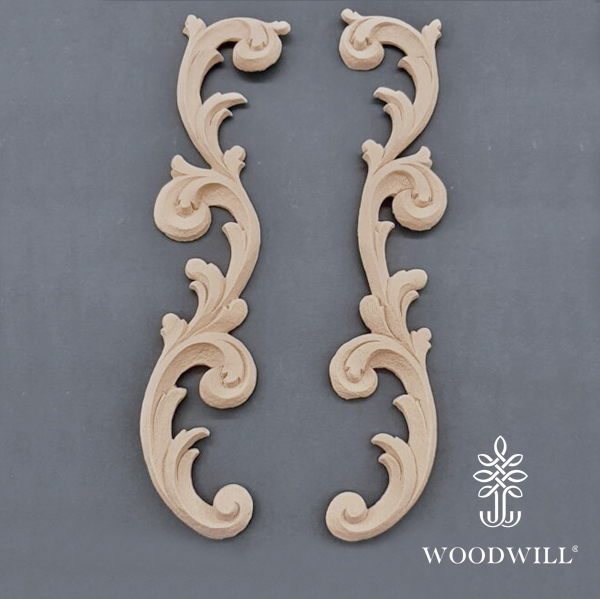 [801577] Wood Carving Decorative set of 2 Pieces 29 cm. X 5 cm
