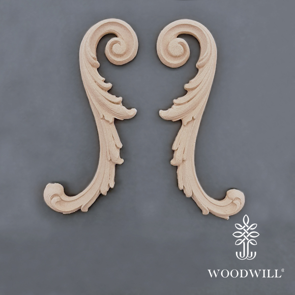 [801666] Wood Carving Decorative Set of 2 Pieces 14.5cm. x 4cm