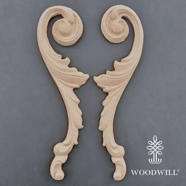 [801687] Wood Carving Decorative set of 2 Pieces 17cm. x 5cm
