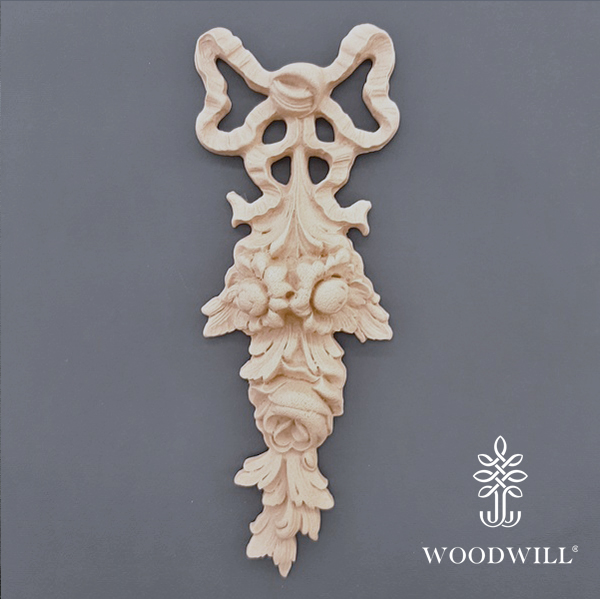 [801726] Wood Carved Decorative Flower Garland 8cm. X 26cm