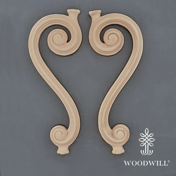 [801782] Wood Carving Decorative set of 2 Pieces 17cm. x 1cm