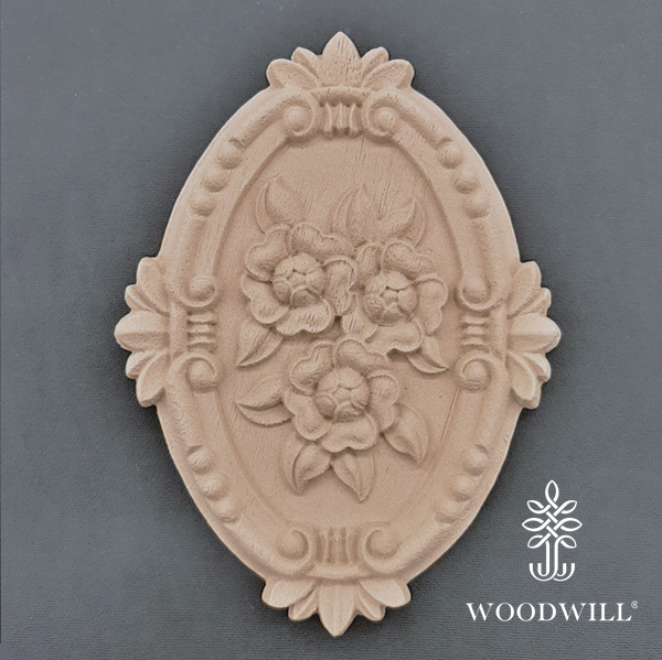 [802097] Wood Carved Decorative Oval Flower 19.5cm.X14.5cm