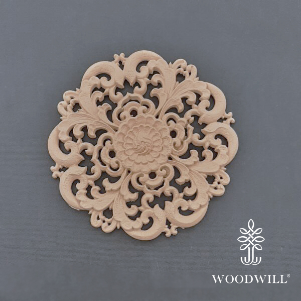 [802171] Wood Carving Decorative Rosette 14.2cmX14.2cm