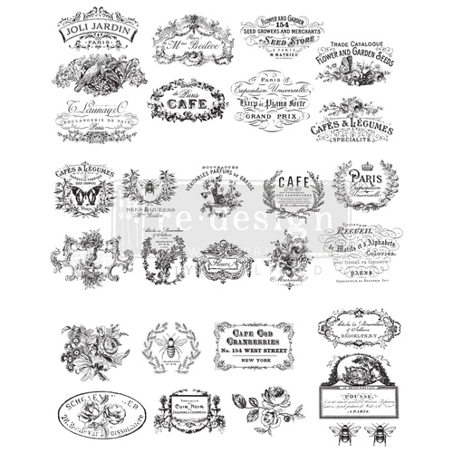 [655350646486] Redesign decor transfers classic vintage labels size 24 7x31 2