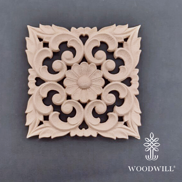 [802533] Wood Carved Decorative Tile 14cm. x 14cm