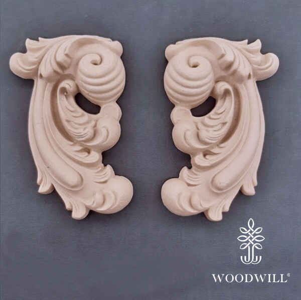[802551] Wood Carved Decorative Set of 2 Pieces 13cm x 18cm