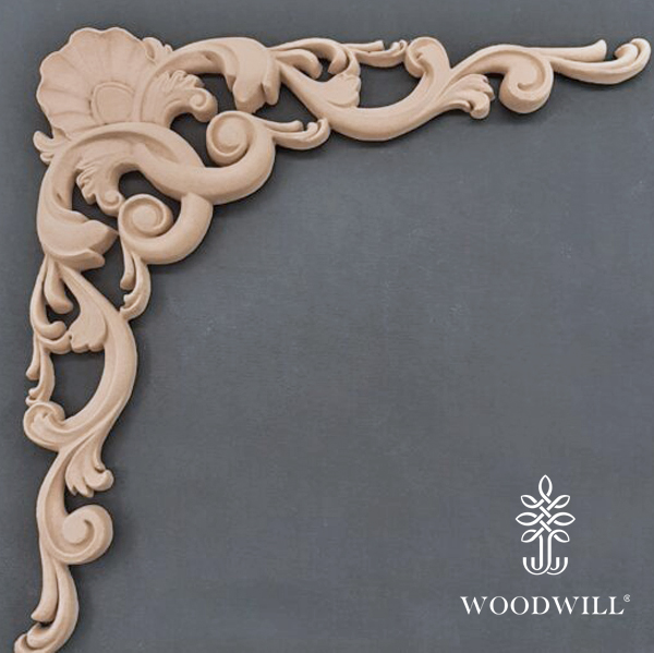 [802608] Wood Carving Decorative Corner 25.5cm x 25.5cm