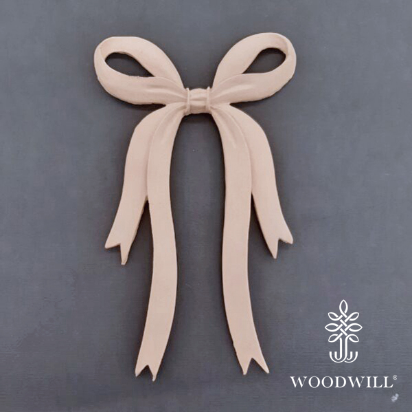 [802610] Wood Carved Decorative Bow 13.5 cm x 22 cm