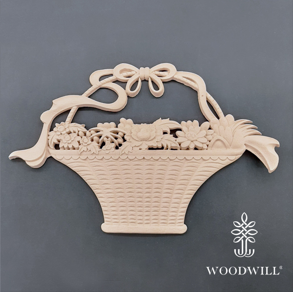 [802865] Wood Carved Decorative Basket 23 cm x 35 cm