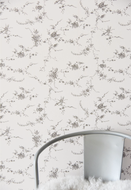 Wallpaper - Flowers - French grey
