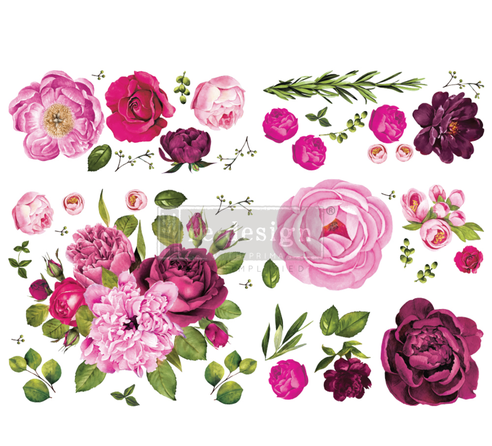 [655350644215] Redesign Décor Transfers® - Lush Floral I - size 121,92 cm x 88,90 cm, cut into 6 sheets