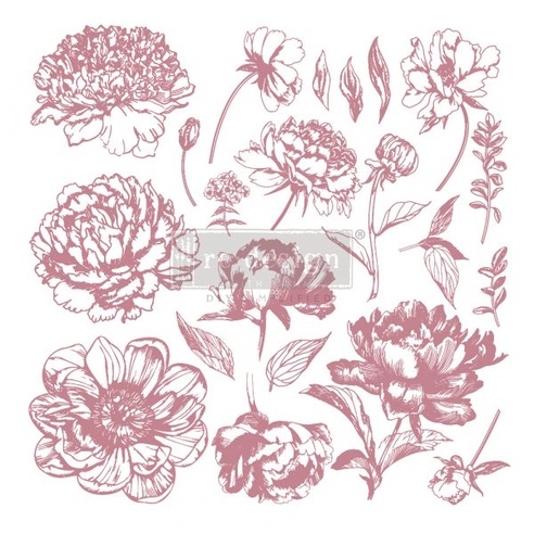 [655350649159] Redesign Decor Clear-Cling Stamps - Linear Floral - 30,48 cm x 30,48 cm
