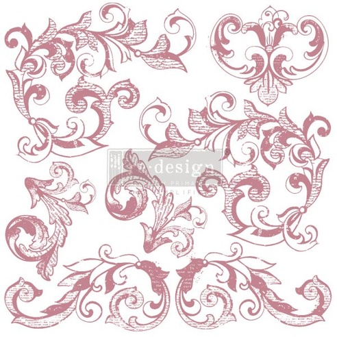 [655350649906] Redesign Decor Clear-Cling Stamps - Elegant Scrolls