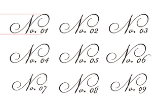 Stencil - Number cursive letter 5 cm high / sheet 30 x 40 cm