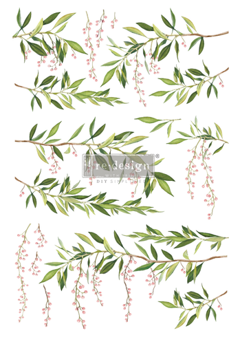 [655350643676] Redesign Décor Transfers® - Spring Branch - Total sheet size 60,96 cm x 88,90 cm, cut into 3 sheets